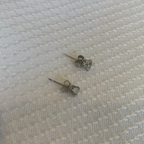 White Sapphire in Sterling Silver Simple 2mm Stud Earrings